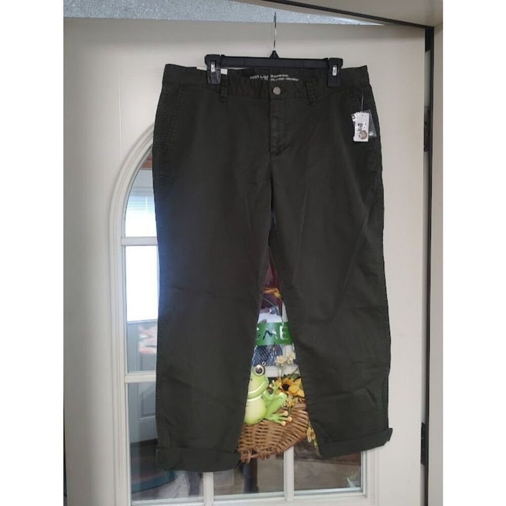 New Gap Girlfriend Ankle Khaki Dark Green Size Women's 10
